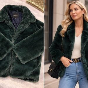 Madewell Dark Green Teddy Faux-Fur Jacket